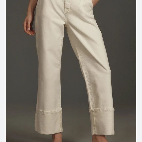 Anthropologie Pilcro Cream Ankle Cropped Jeans Versatile Design - Picture 15 of 16